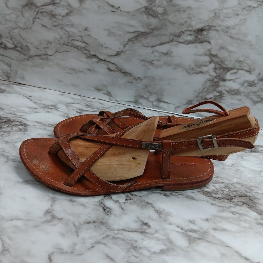 LES TROPEZIENNES PAR M. BELARBI Women's brown leather strappy sandals size 40 - Picture 2 of 5